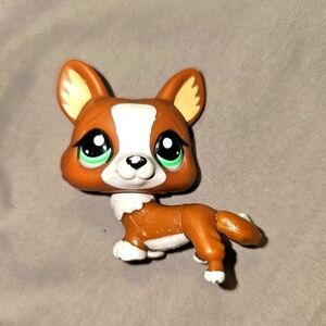 Authentic Littlest Pet Shop #2150 Brown white corgi dog